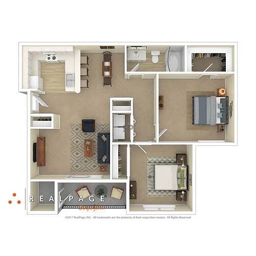 Floor plan B1- 2 Bedroom - Starting at $1395