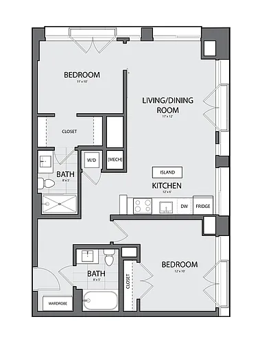 Floor plan 2 Bed/2 Bath-1A-2A.5
