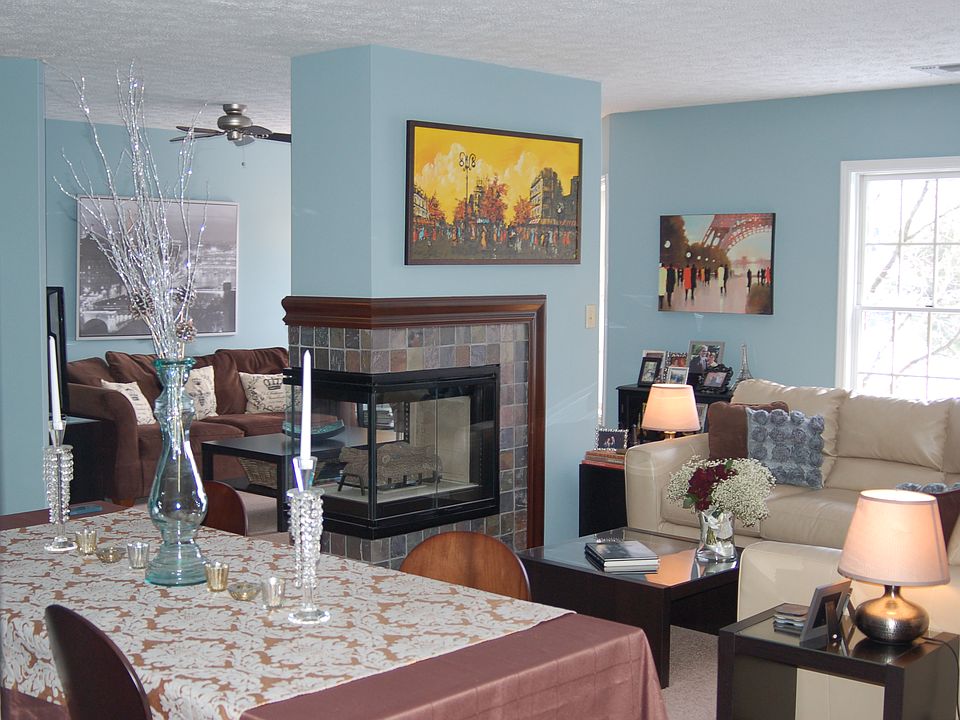 Living and Dining Area W/2 Way Gas Fireplace