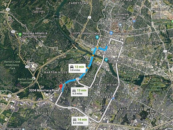 12 minutes to downtown Austin