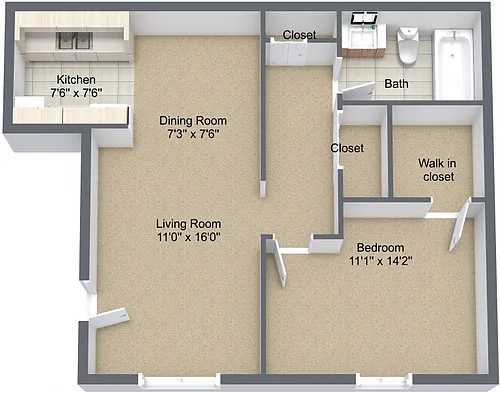 Floor plan One Bedroom
