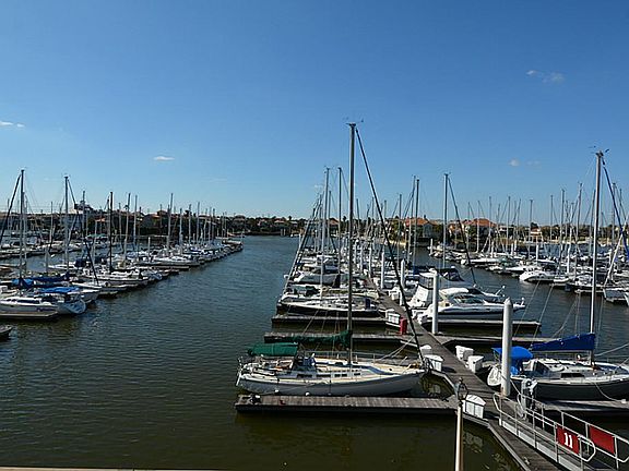 A stunning view of the marina from the living area. WOW.