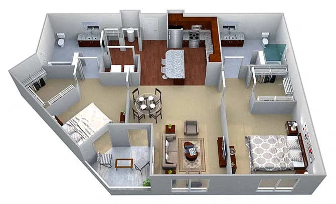 Floor plan B3 2 Bed/2 Bath