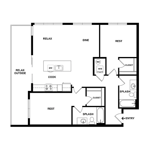 Floor plan 2 Bed/2 Bath-Railyard