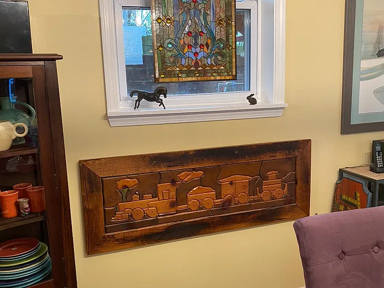 Sunlight is welcomed through a beautiful stain glass.