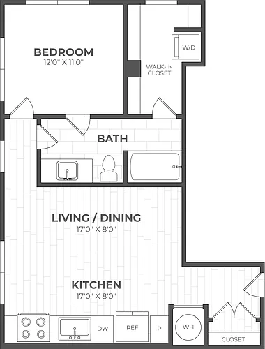 Floor plan 1 Bed/1 Bath-1B