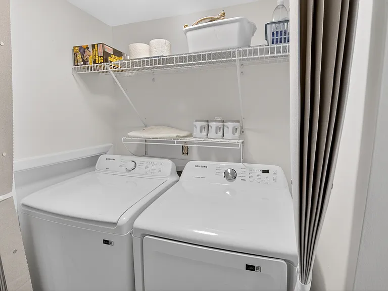 Unit includes a washer and dryer