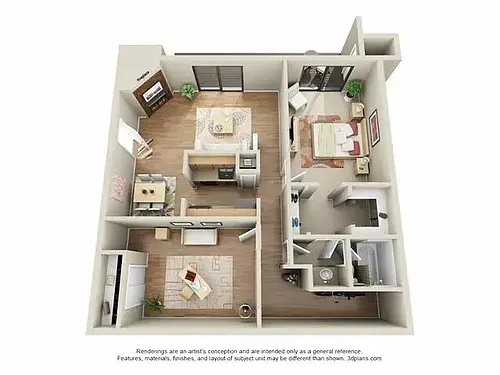 Floor plan 1 Bed 1 Bath E