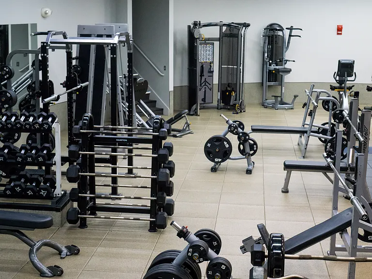 Gym, 11,000 sqft state-of-the-art fitness center featuring circuit/free weights, cardio equipment, a steam room, dry sauna, billiard tables, ping pong, TV's, and locker rooms. Free towel service and on duty staff