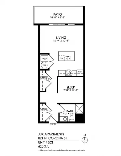 Floor plan 1 Bedroom, 1 Bathroom