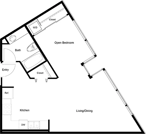 Floor plan Open 1 Bedroom C