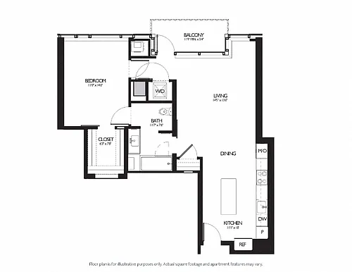 Floor plan 1 Bed 1 Bath