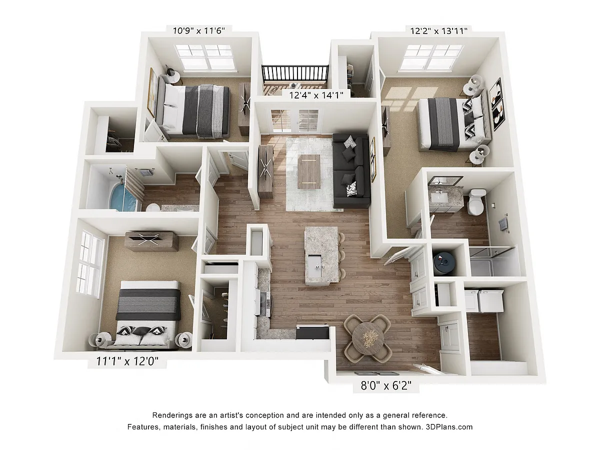 Floor plan Three Bed, Two Bath