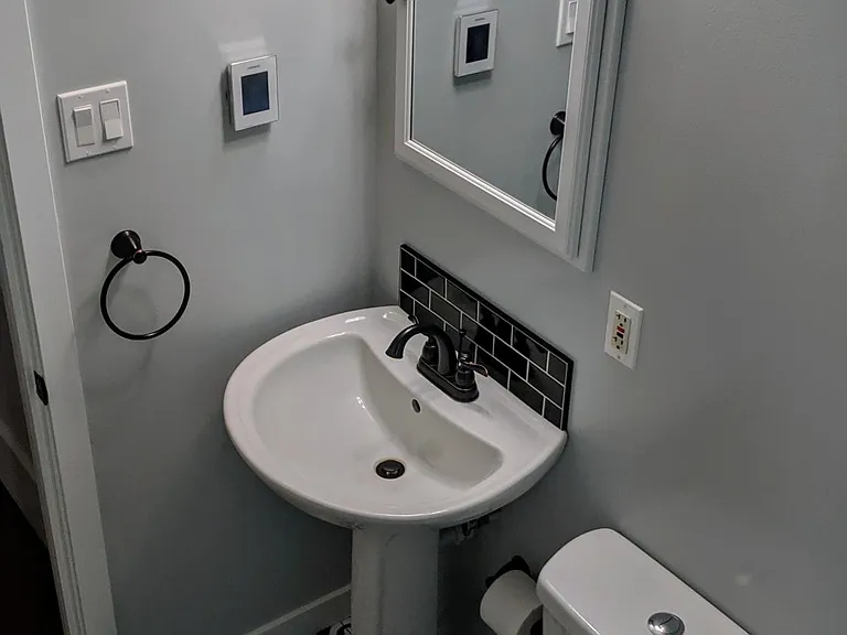 Renovated bathroom with new fixtures