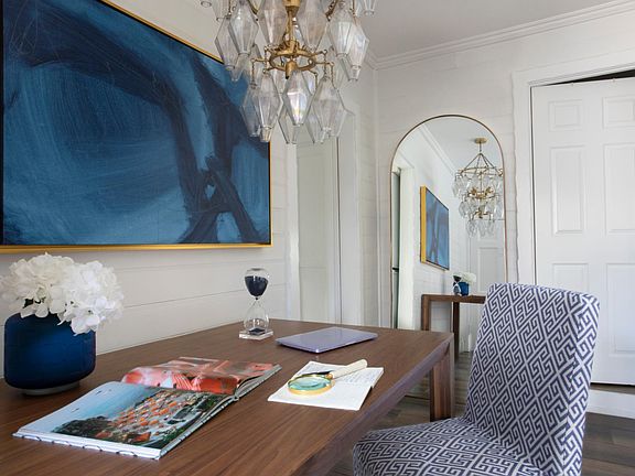 Dining area with chandelier