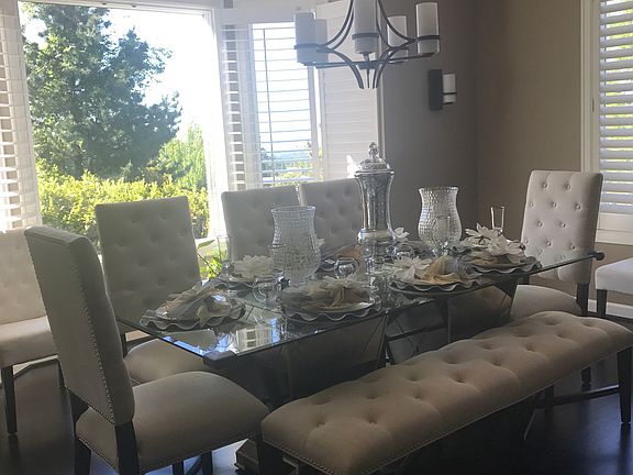 Formal dining room, facing water feauture in backyard