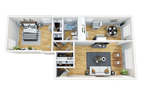 Floor plan 1 Bedroom, 1 Bath