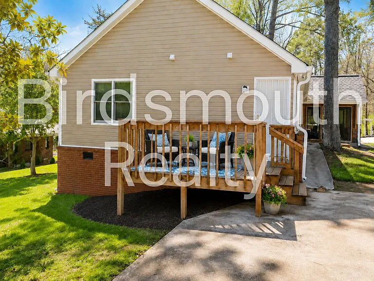2662 White Oak exterior back deck. AI generated patio furniture design
