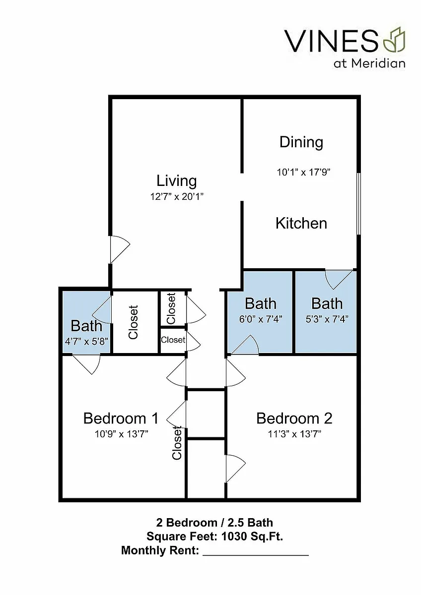Floor plan 2 Bed 2 Bath