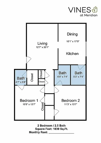 Floor plan 2 Bed 2 Bath