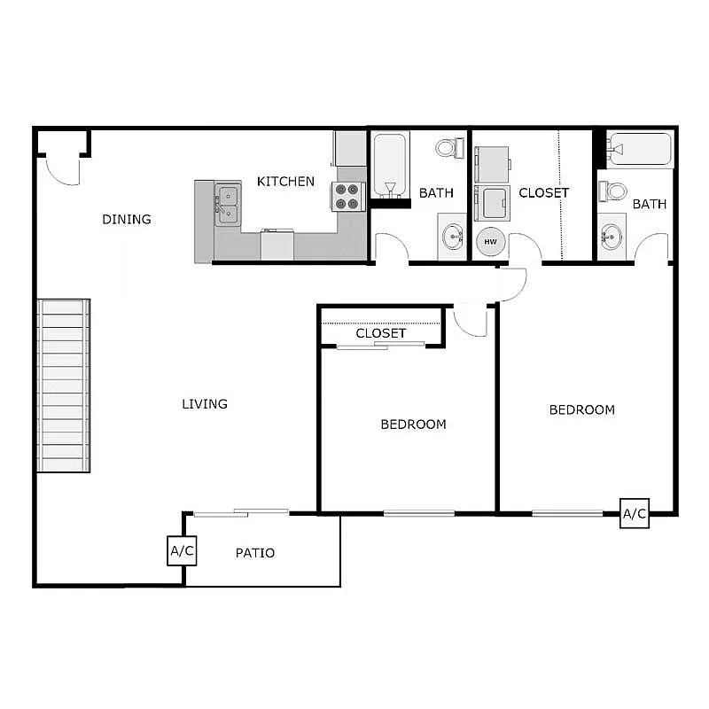 Floor plan 2 Bedroom 2 Bathroom - Attached Garage