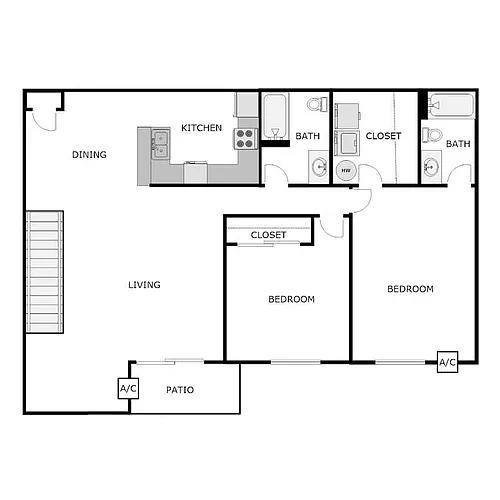 Floor plan 2 Bedroom 2 Bathroom - Attached Garage