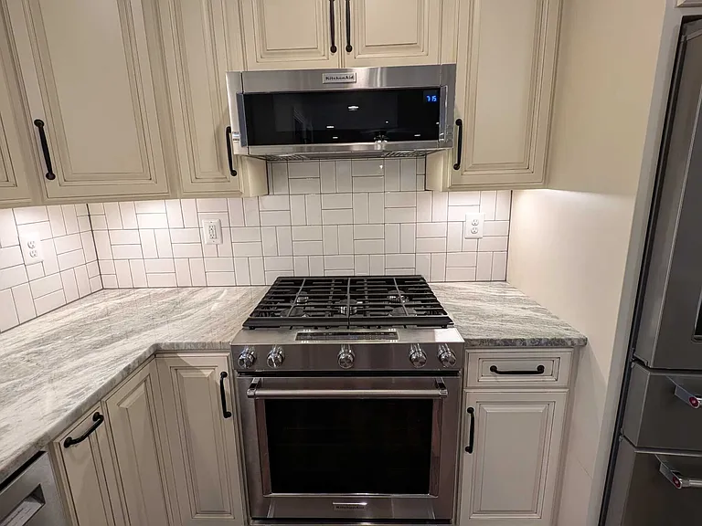 gas range and microwave