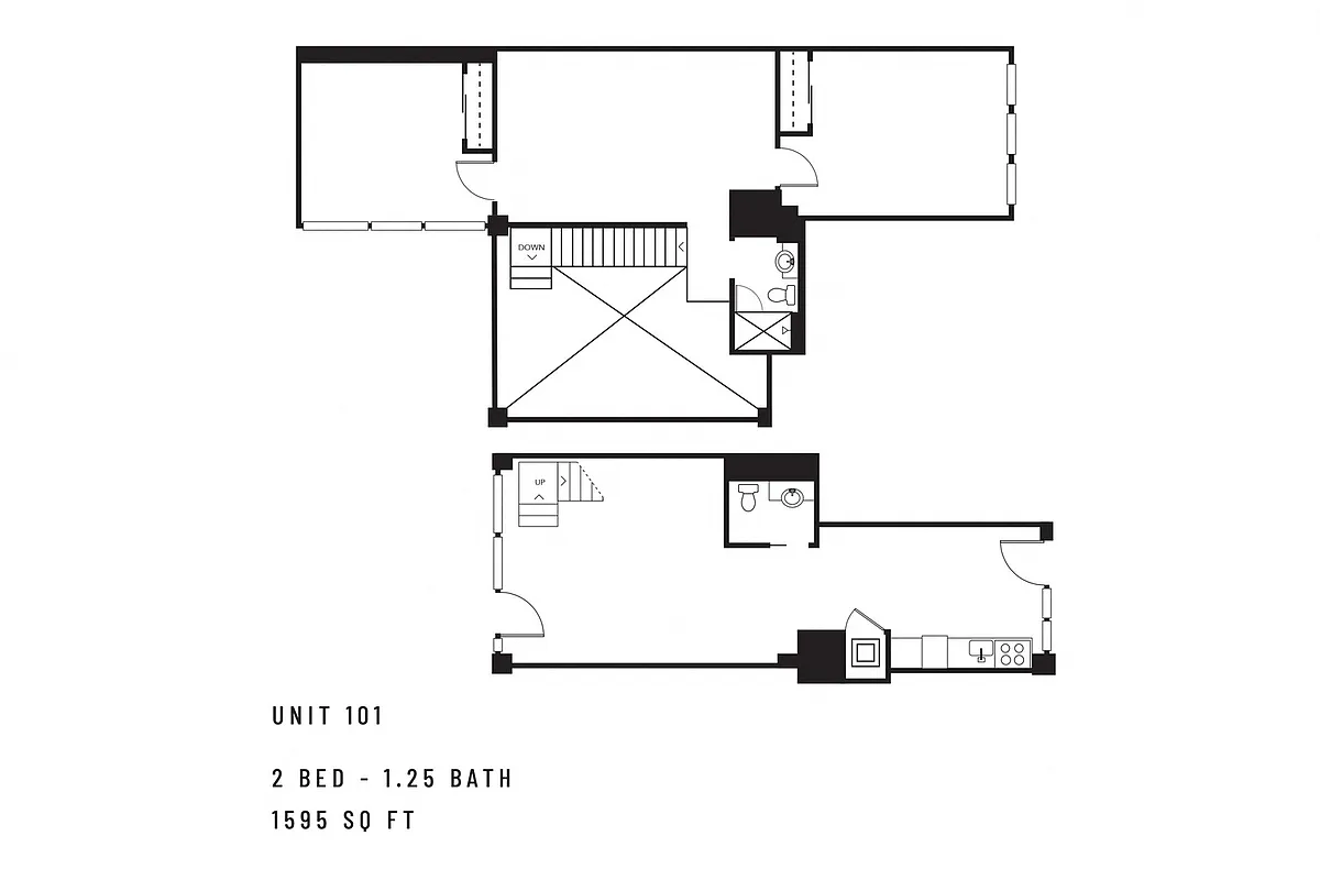 Floor plan 2 Bedroom + Loft, 2 Bath