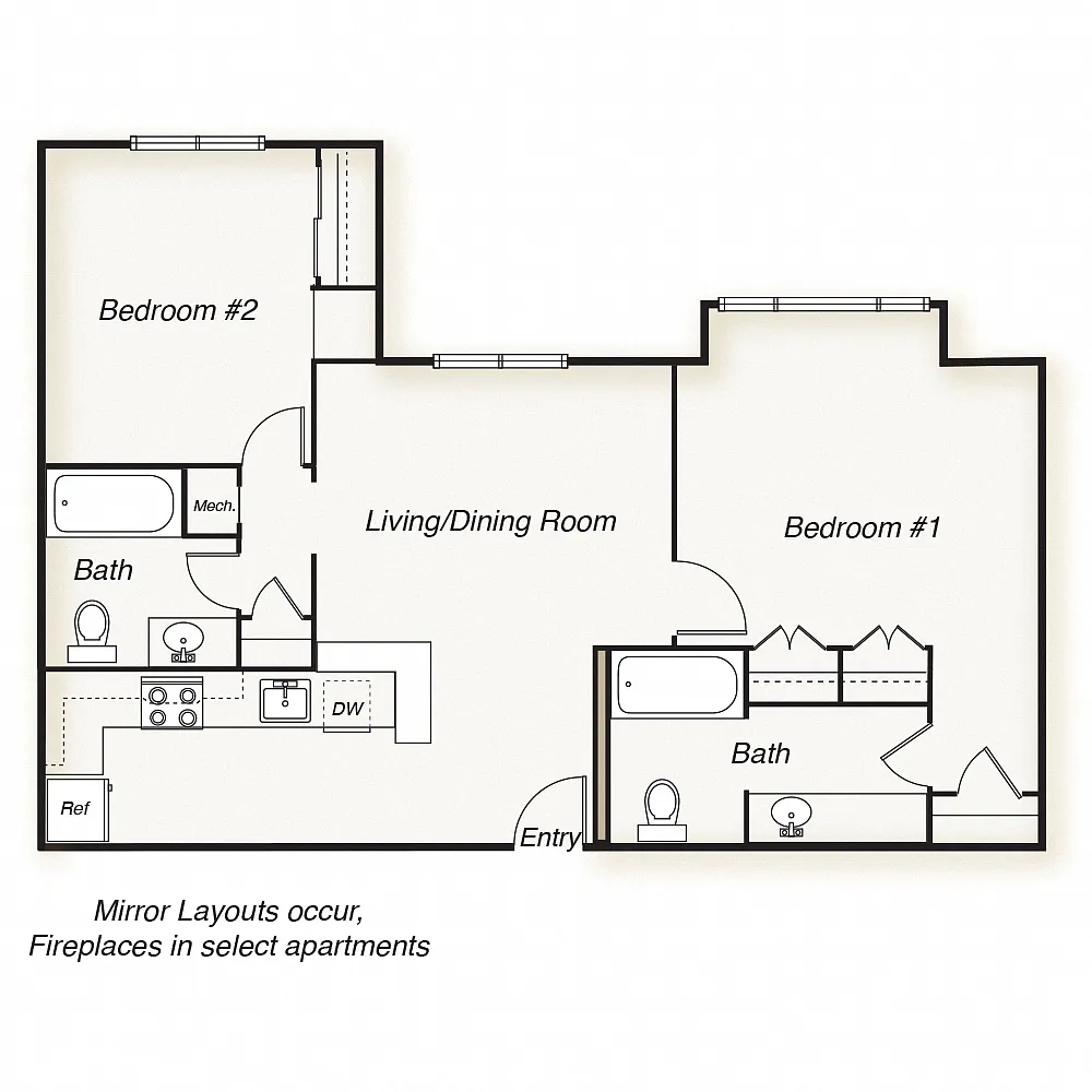 Floor plan 2 Bed 2 Bath
