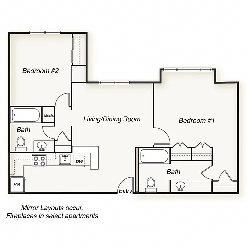 Floor plan 2 Bed 2 Bath