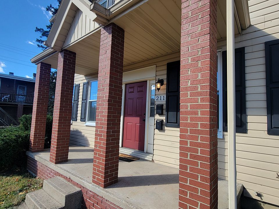 Covered front porch, which faces the Allegheny River