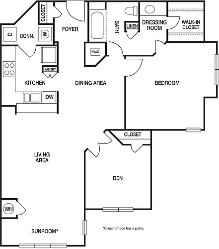 Floor plan 1x1K Renovated
