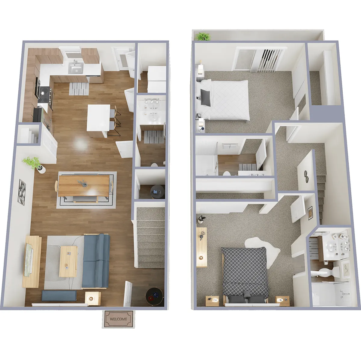 Floor plan 2 Bed, 2.5 Bath