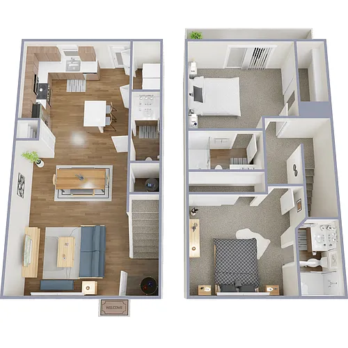 Floor plan 2 Bed, 2.5 Bath