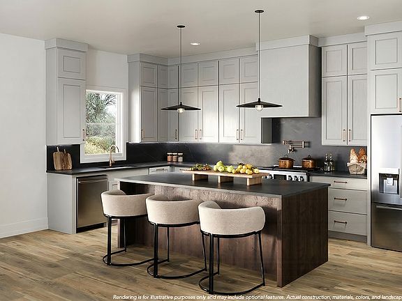 Kitchen rendering, featuring the Luxe Eclipse design package.