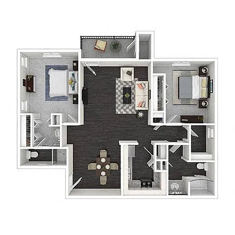 Floor plan 2 Bedroom | 2 Bath