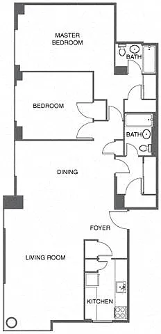 Floor plan 2 Bed, 2 Bath