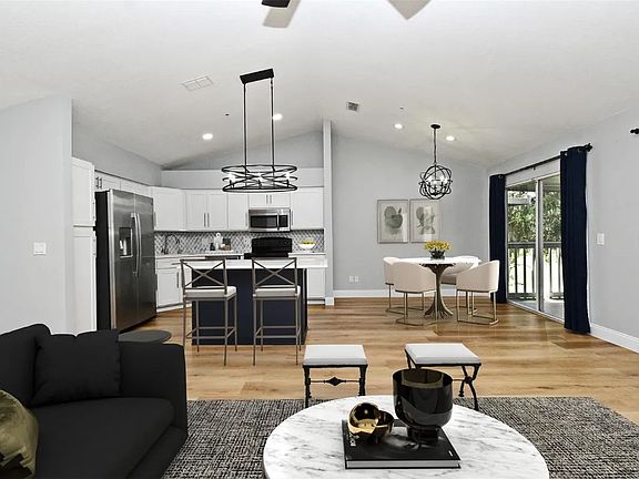 Virtually Staged Living Room, Dining Room, and Kitchen