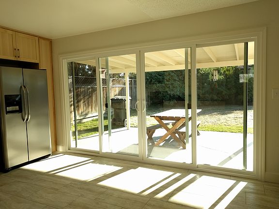 kitchen view out to backyard