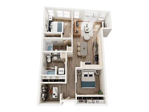 Floor plan Two Bedroom Two Bath 937 -1033 Sq. Feet