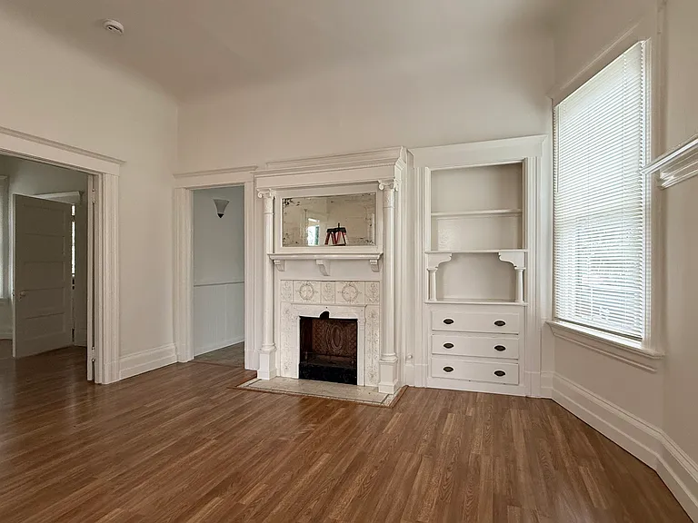 inner living room with built-in cabinets