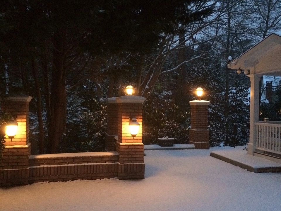 End of Driveway & Covered Side Porch at Winter