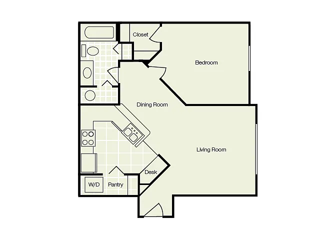 Floor plan One Bedroom One Bathroom 60%