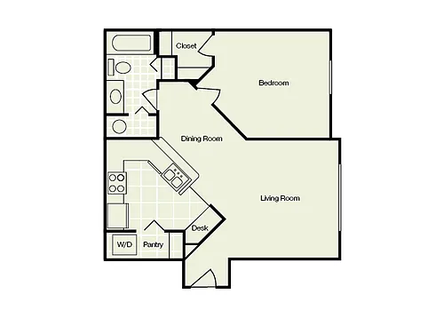 Floor plan One Bedroom One Bathroom 28%