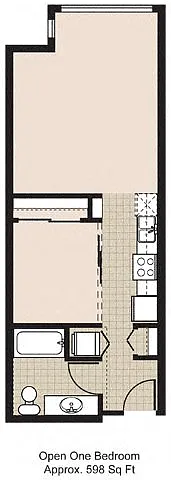 Floor plan 525 Open One Bedroom