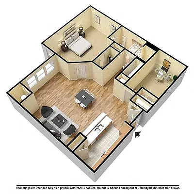 Floor plan 2 bedroom 2 bath, 1328 sq ft