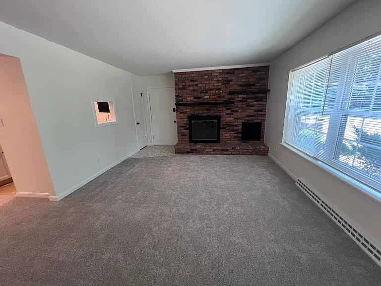 Fireplace and living area