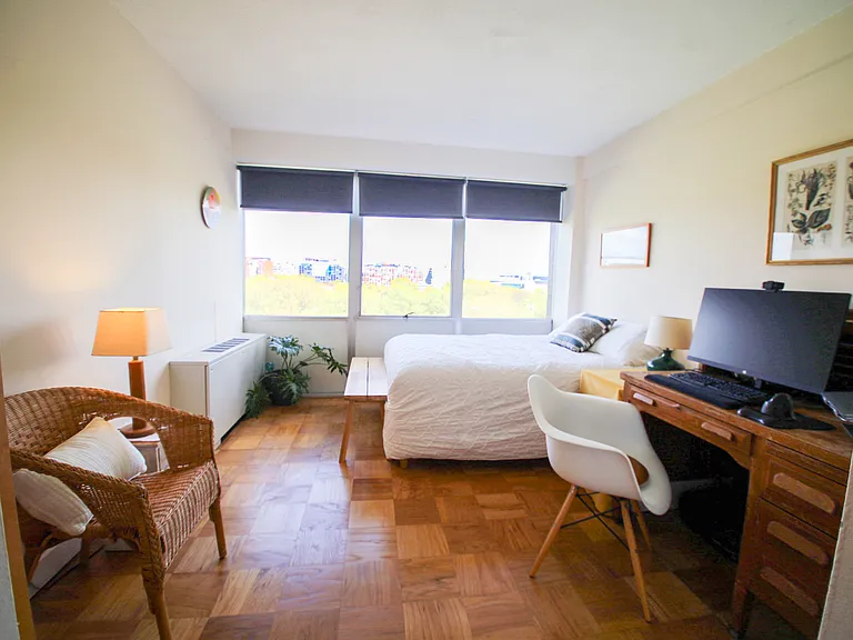 Bedroom to left while walking from living room (pictured with double bed)