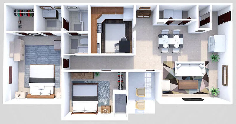 Floor plan Phase I - 2 Bed 1.5 Bath