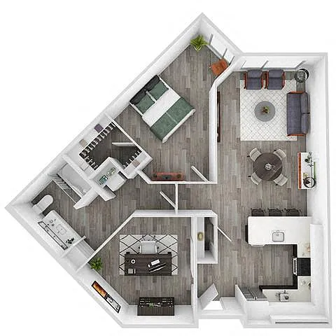 Floor plan Marigold - 1x1 + Den